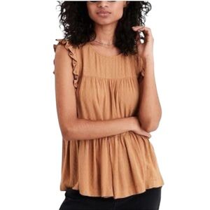 American Eagle Ruffle Shell Top Blouse Baby Doll Tiered Size Medium